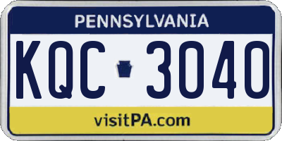 PA license plate KQC3040