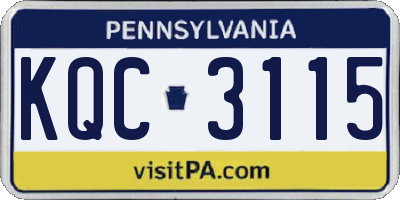 PA license plate KQC3115