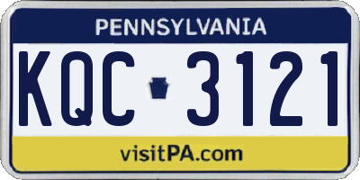 PA license plate KQC3121