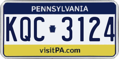 PA license plate KQC3124