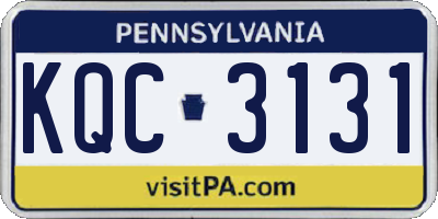 PA license plate KQC3131