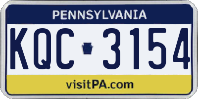 PA license plate KQC3154