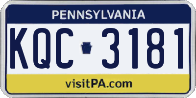 PA license plate KQC3181