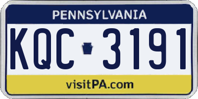 PA license plate KQC3191