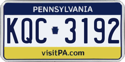 PA license plate KQC3192