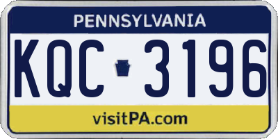 PA license plate KQC3196