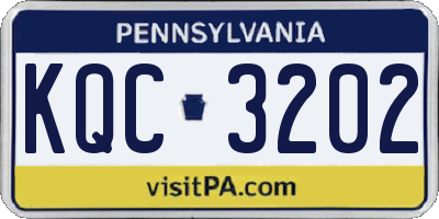 PA license plate KQC3202