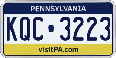 PA license plate KQC3223