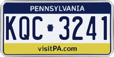PA license plate KQC3241
