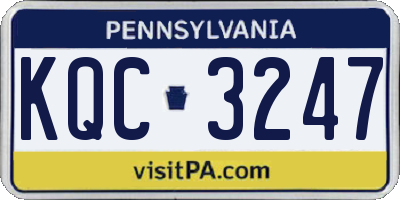 PA license plate KQC3247