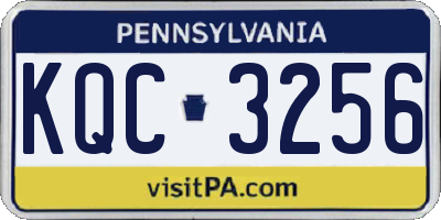PA license plate KQC3256