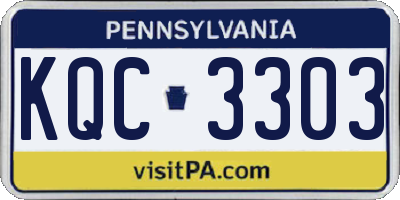PA license plate KQC3303