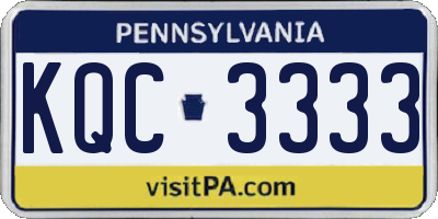 PA license plate KQC3333
