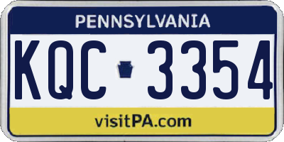 PA license plate KQC3354
