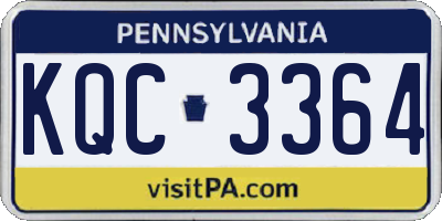 PA license plate KQC3364