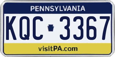 PA license plate KQC3367