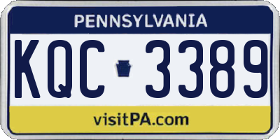 PA license plate KQC3389