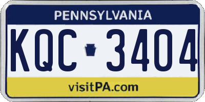 PA license plate KQC3404