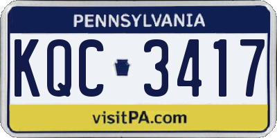 PA license plate KQC3417