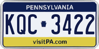 PA license plate KQC3422