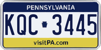 PA license plate KQC3445