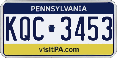 PA license plate KQC3453