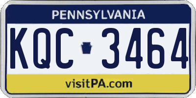 PA license plate KQC3464