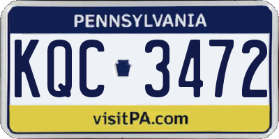 PA license plate KQC3472