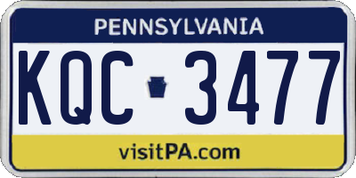 PA license plate KQC3477
