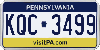 PA license plate KQC3499