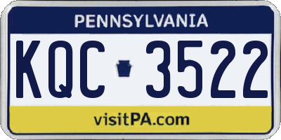 PA license plate KQC3522