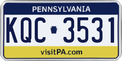 PA license plate KQC3531