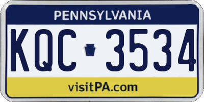 PA license plate KQC3534