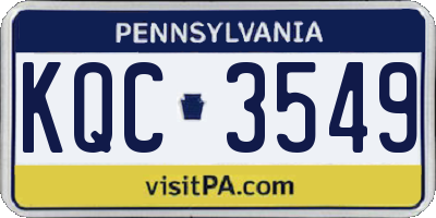 PA license plate KQC3549