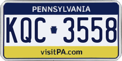 PA license plate KQC3558