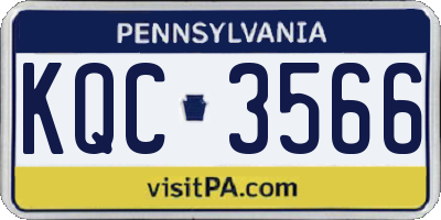 PA license plate KQC3566