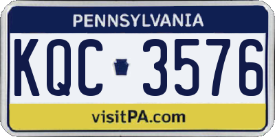 PA license plate KQC3576