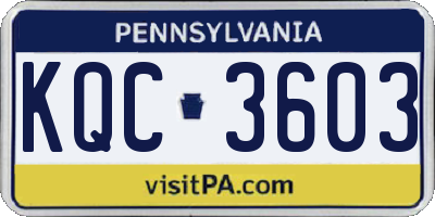 PA license plate KQC3603