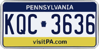 PA license plate KQC3636
