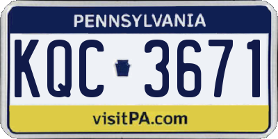 PA license plate KQC3671