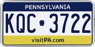 PA license plate KQC3722