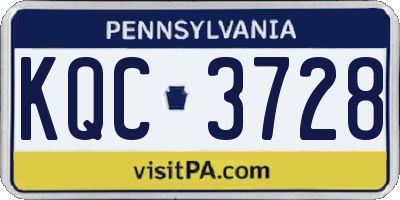 PA license plate KQC3728