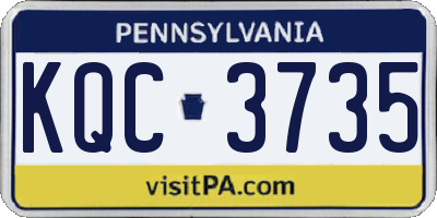 PA license plate KQC3735