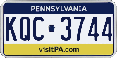 PA license plate KQC3744