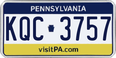 PA license plate KQC3757