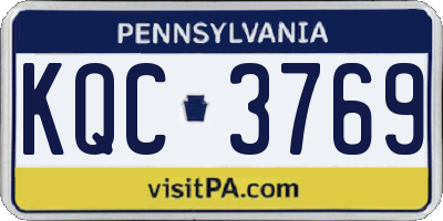PA license plate KQC3769