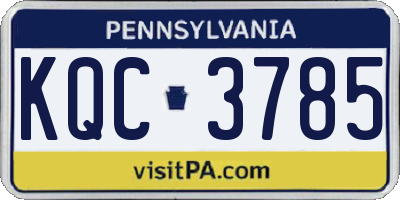 PA license plate KQC3785