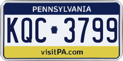 PA license plate KQC3799