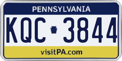 PA license plate KQC3844