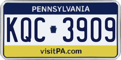 PA license plate KQC3909
